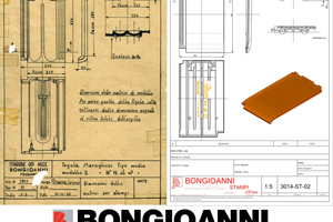  » The first roofing tile model made by Bongioanni Stampi (left) and the latest product, the double-troughed interlocking tile model 3014-ST 