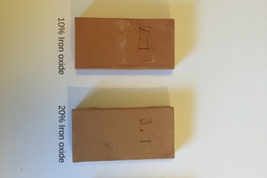  »5 Samples with different additions of iron oxide, fired at 850° C 