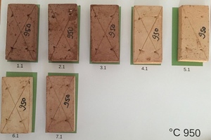  »3 Homogenisierte Muster der Zusatzstoffe gebrannt bei 950, 1000, 1050 und 1100 °C 