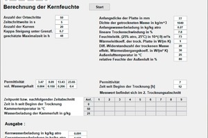  »6 Interface of the programme “Calculation of the core moisture” 