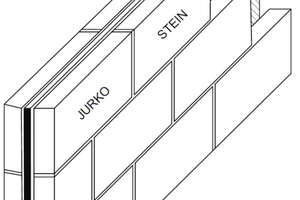  » Double-leaf wall structure consisting of two Jurko slabs with Torfoleum insulation on the inside 