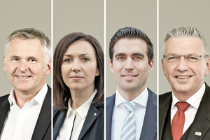  » Deutsche Poroton’s new board (from left): Johannes Edmüller, CEO, Heidrun Keul, Deputy Member of the Board, Jürgen Habenbacher, Deputy Member of the Board, Clemens Kuhlemann, Managing Director 