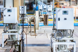  » The seven Turboblock Atmosphere Circulators on the ceiling of the tunnel kiln 