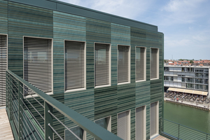  » The H7 office building in Münster with green glazed façade panels by Moeding. 