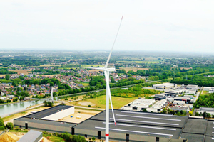  » Die fertige Vandersanden-Windkraftanlage im belgischen Lanklaar hat eine Spitzenhöhe von 200 Metern 