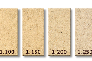  »7b Fired samples rock filler Henau, coarse in the temperature range 950 °C to 1300 °C 