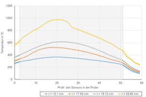  » Figure 7: Temperature profile resulting from fibre-optic measurements at different process times 