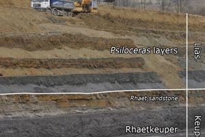  &gt;&gt;12 K6 Sequence in marginal facies: Rhaetic clay pit with changeover to the Lias/Grossheirath clay works in Upper Franconia/Southern German BlockPhoto/Foto: Adolf Gottfried Tonwerke  