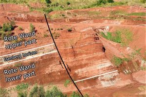  &gt;&gt;5 K4 Sequence: Upper Gypsum Keuper with white gypsum residues in the clay pit of the former Unipor Brickworks in Friedland/Leinetal Trench 