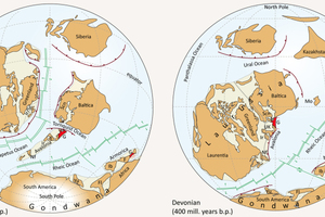  »1 Rekonstruktion der globalen plattentektonischen Entwicklung im Ordovizium und Devon, modifiziert aus [1] 