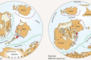  »1 Reconstruction of the global plate tectonic development in the Ordovician and Devonian, modified from [1] 