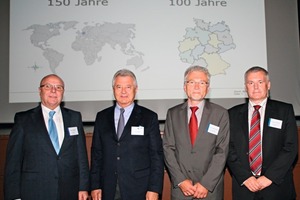  »1 Werner Griebe, DKG Board Chairman; Paul Eirich, Managing Partner at Eirich; Prof. Dr.-Ing. Gernot Klein, Koblenz University, WesterWaldCampus and Dr.-Ing. Detlev Nicklas, DKG General Secretary, were delighted with the success of the event 