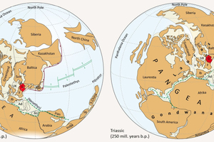  »1 Reconstruction of global plate-tectonic developments between the Carboniferous and the Triassic, from: [1] 