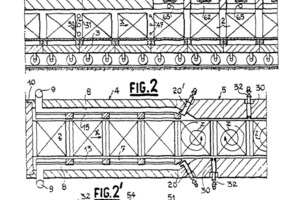  »1 Recirculation ventilators installed in recesses in the ceiling – Patent Four Industriel Belge (from the original Patent document GB898090/BE576409) 