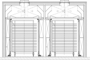  »17 Cross section of an airwall dryer with dryer cars and railbound airwalls 