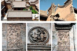  »18 Bauten und Ziegelskulpturen an einer Wand, die am ursprünglichen Standort ab- und in Xi’an wieder aufgebaut wurde (Volkskundemuseum der Mittleren Shaanxi-Ebene) 