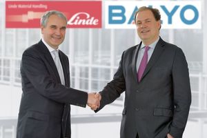  &gt;&gt; Haben eine strategische Partnerschaft geschlossen: Geschäftsführer Vertrieb, Christophe Lautray, für Linde Material Handling (links) und Geschäftsführer Fabien Bardinet für den Robotik-Spezialisten BalyoFoto: Linde Material Handling GmbH 