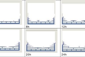  »4 Wassereindringtiefen im Monomur-Ziegel 1 (verschiedene Zeiten bis 24 h) 