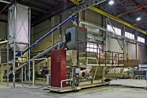  »3 Line-A shaping plant with circular screen feeder, type BRSH 19b, in the background, and Futura II type E65a/56/MDVG 1025f de-airing extrusion unit up front 