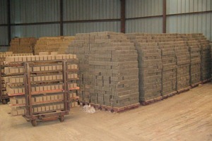  »9 Kiln packs of bricks ready for the stacker truck 