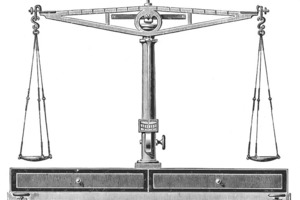 »1 Beam balance [1] in the balance state, with both sides carrying the same weight 