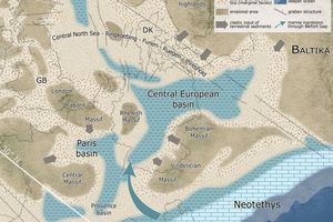  &gt;&gt;1 Palaeographic position and structure of the Central European Basin at the time of the Middle Keuper, modified and extended model according to [1] 