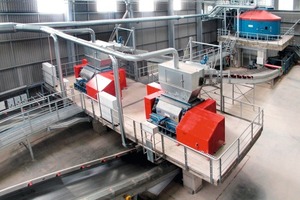  »5 Main preparation plant comprising an HMIQ 2170c Quadro pan mill and two roller trains with Beta sliding-bearing roller mills, type-WF 10120e, serving as precrushing units 
