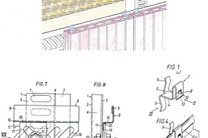  »8 View of the entire cladding cross-section (Fig. 5), the drill-free holding construction with clamp plate security device (Fig. 7, Fig. 8) and the holding clip of stainless steel and alloy (Cr-Ni 14401 according to DIN 17440) (Fig. 1, Fig. 4) 