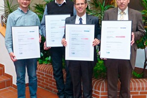  »1 Heiko Seiffert, Ralf-Michael Purschke, Managing Director Dr Jochen Nippel and Albert Book are delighted about the certification (from left to right) 