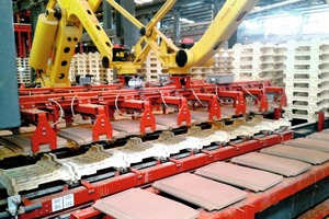  »4 Robot setting flat interlocking roofing tiles in H-setters 